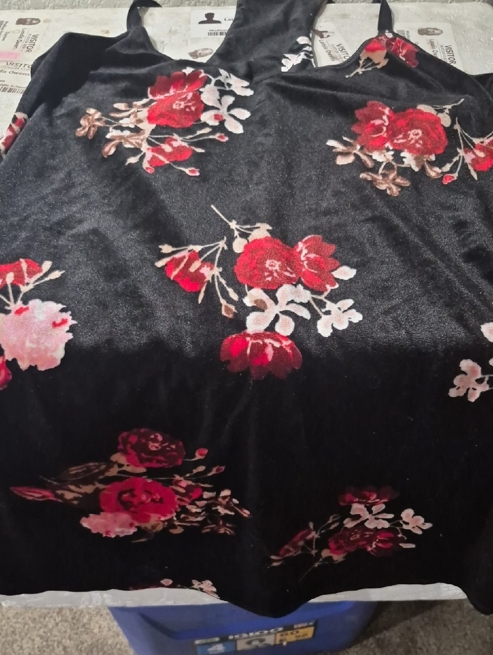 Apt. 9 Black Intimates Top with Pink Floral Accents